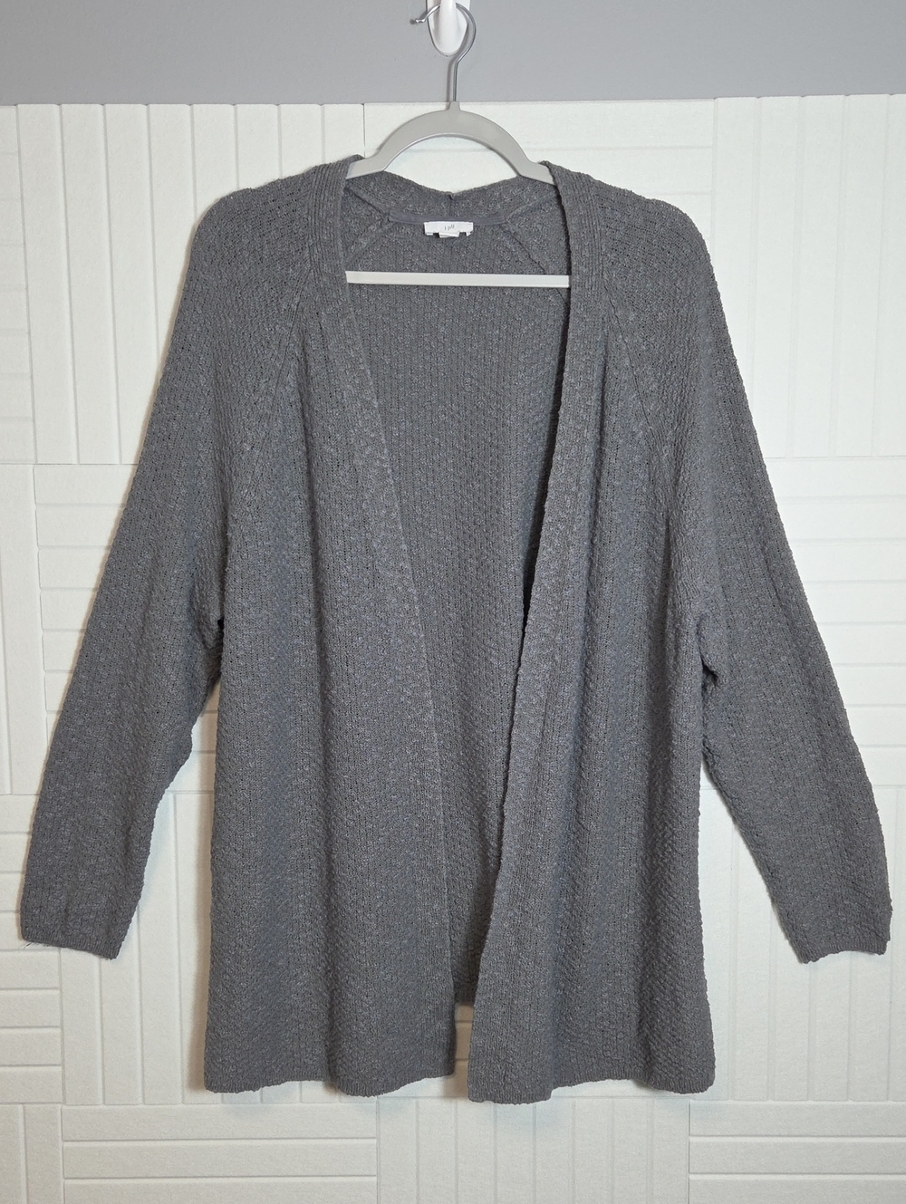J. Jill Gray Knit Open Front Cardigan Sweater Size XL